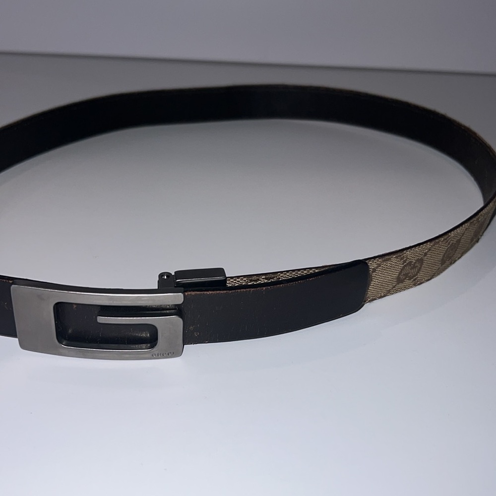 Gucci Beige/Brown GG Canvas and Leather G Buckle Belt 80CM - Picture 3 of 7